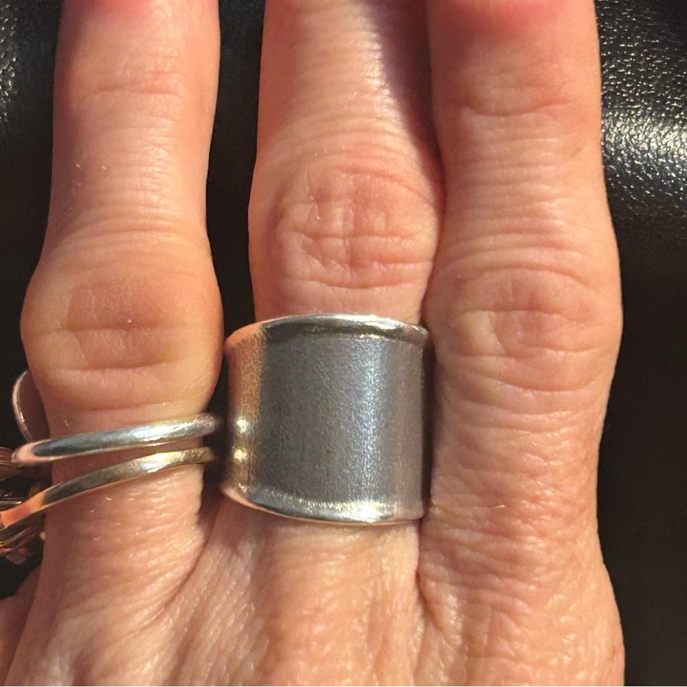Grecian silver cigar-band ring- size 7